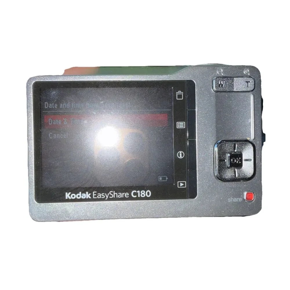 Kodak EasyShare C180 10.2MP Digital Camera Silver Case Cord Manual Tested
